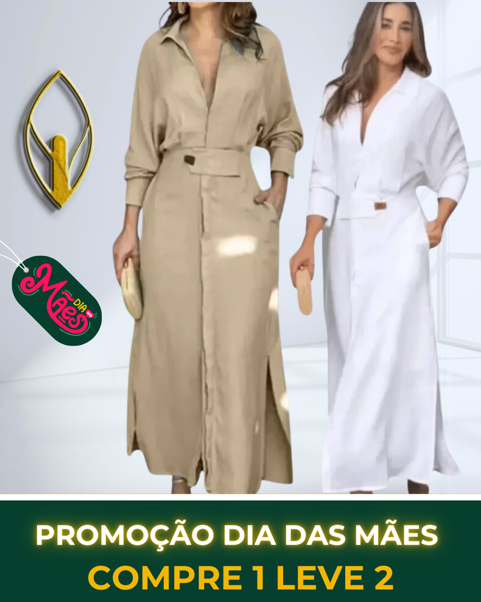 COMPRE 1 LEVE 2 - Vestido de Manga Longa com Bolso Angel - DIA DAS MÃES