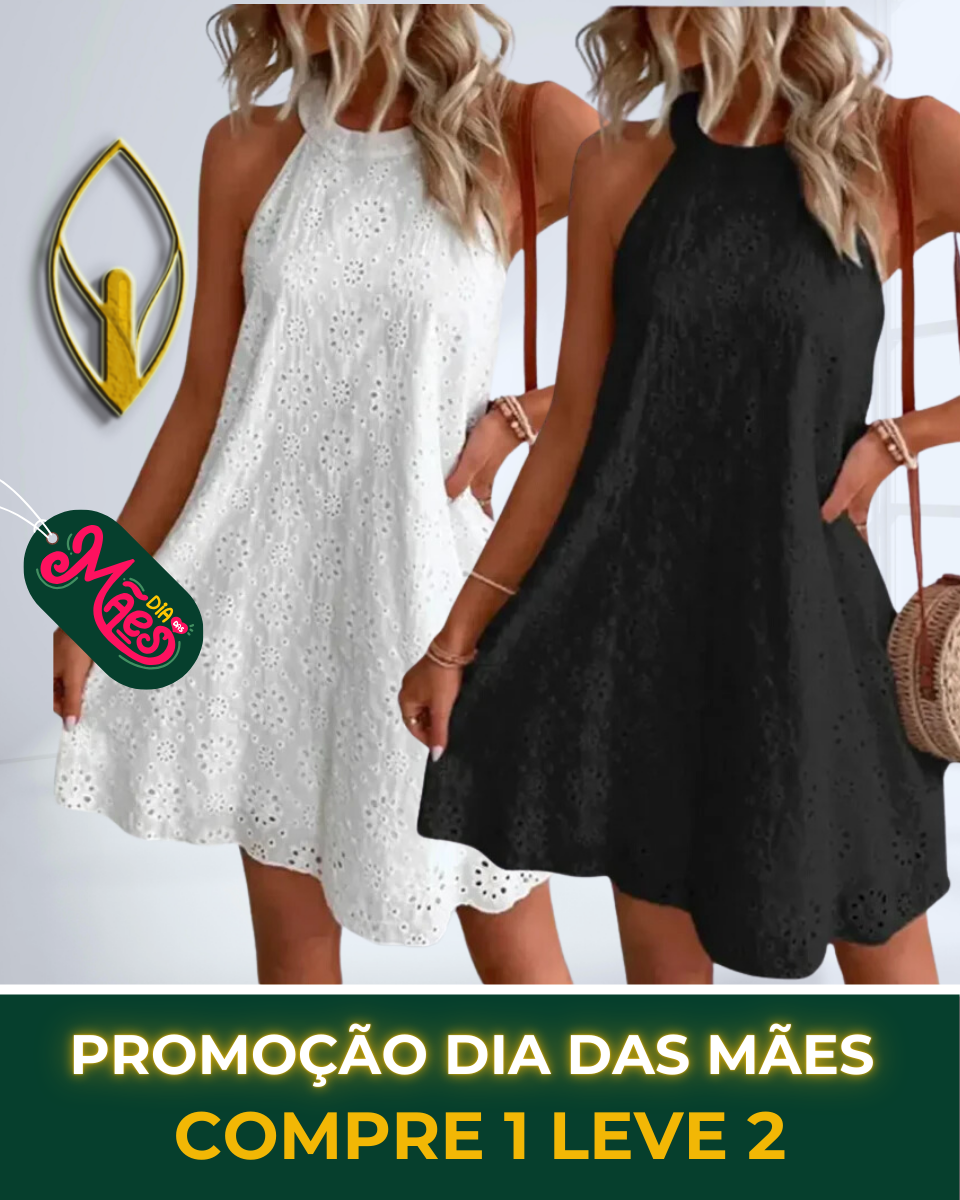 COMPRE 1 LEVE 2 - Vestido Curto Soltinho Laise Feminino sem Manga - DIA DAS MÃES